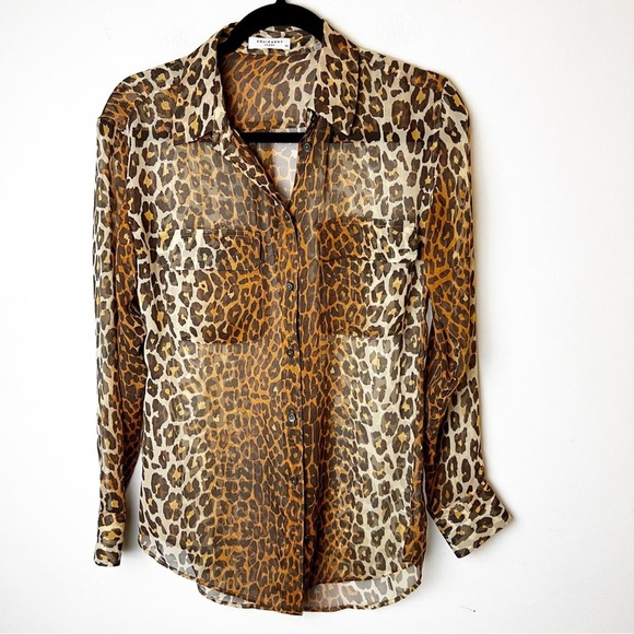 Equipment Femme Lynn Contrast Magic Silk Blouse XS Leopard Print - Picture 1 of 5